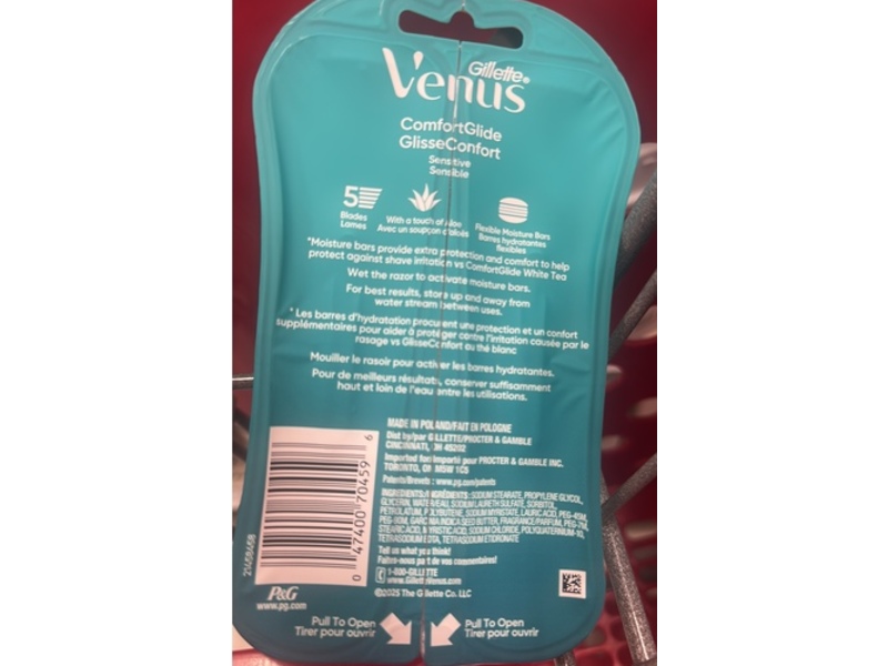 Gillette Venus ComfortGlide Sensitive Disposable Razor, Aloe, 0.18 oz/5 g, Count 2