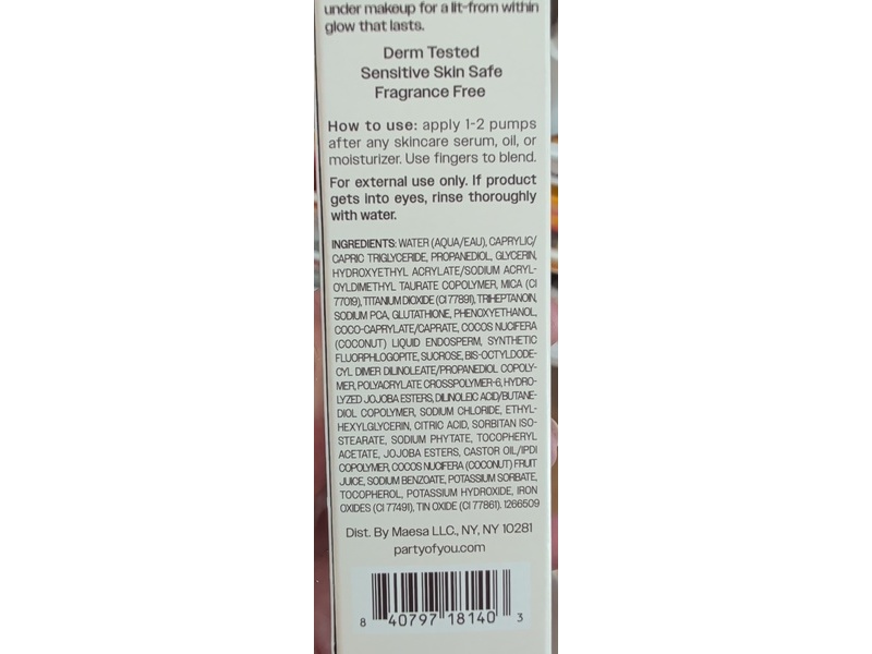 Party Of You Instant I V Glow Enhancing Face Serum, 1 fl oz/30 mL