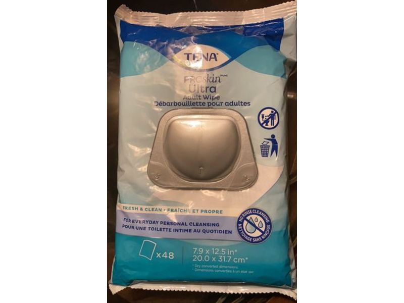 Tena Ultra Incontinence Adult Wipe, 48 Count, Pack Of 2