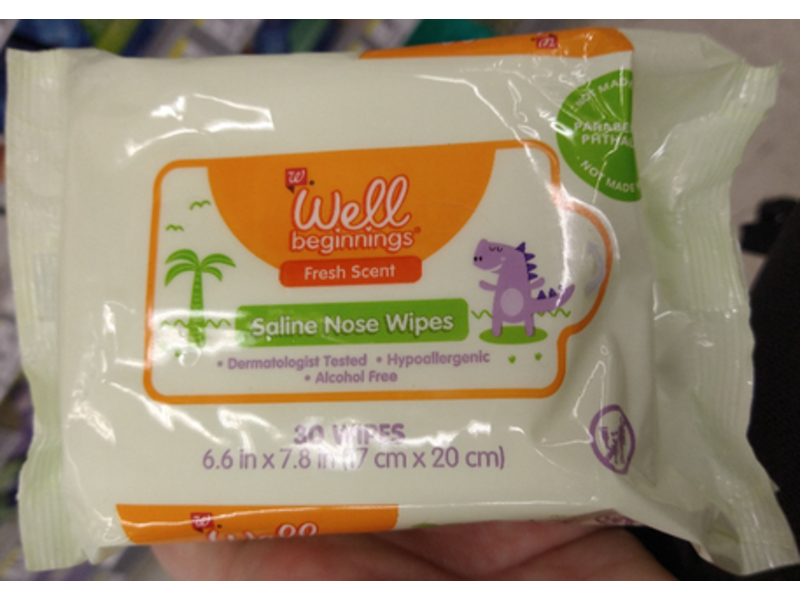 Well Beginnings Saline Nose Wipes, Fresh Scent, 30 Count