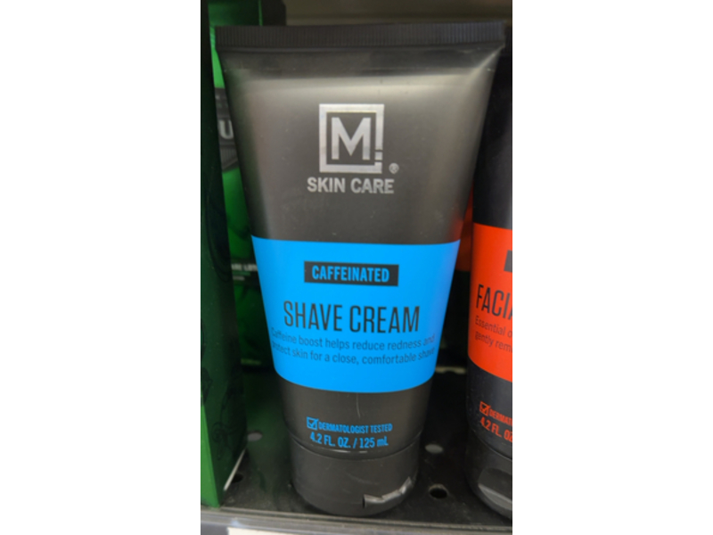M. Skin Care Shave Cream, Caffeinated, 4.2 fl oz/125 mL