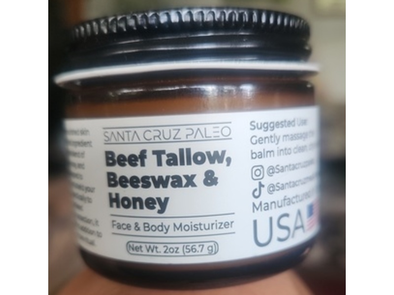 Santa Cruz Paleo Skin Moisturizer, Beef Tallow + Beeswax & Honey, 2 oz/56.7 g