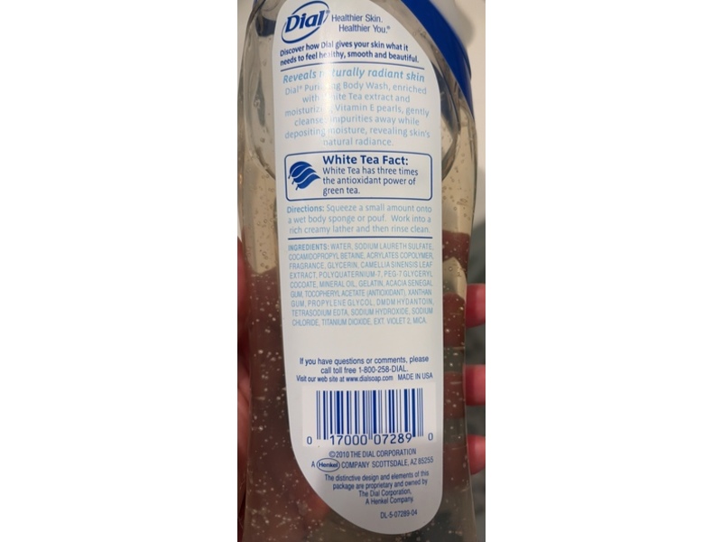 Dial Natural Radiance Body Wash, White Tea & Vitamin E Pearls, 16 fl oz/473 mL