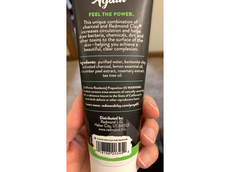 Redmond Charcoal Clay Mask, Cucumber, 4 oz/113 g