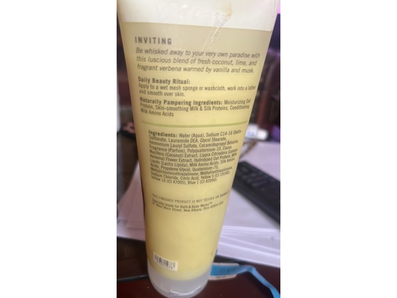 Bath & Body Works Creamy Body Wash, Coconut Lime Verbena, 8 fl oz/236 mL