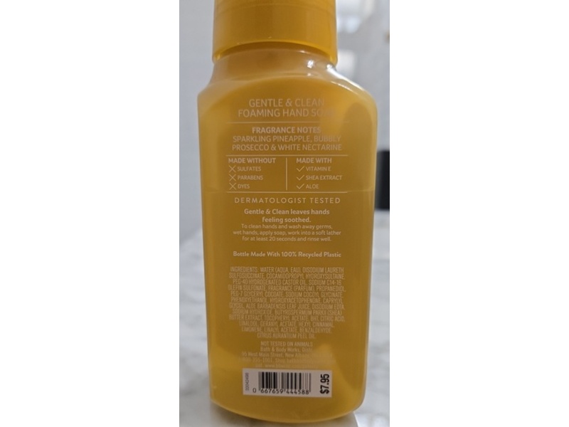 Bath & Body Works Gentle & Clean Foaming Hand Soap, Pineapple Prosecco, 8.75 fl oz/ 259 mL