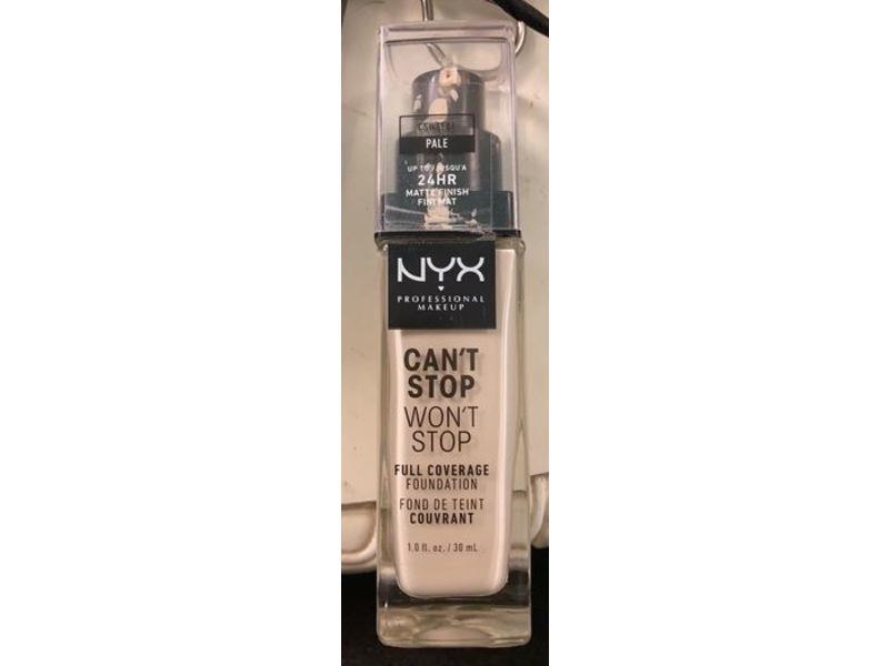 Nyx Professional Makeup Can't Stop Won't Stop Full Coverage Foundation, Pale, 1 fl oz/30 mL