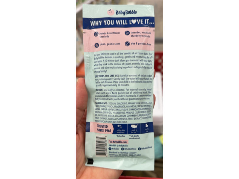 Mr. Bubble Baby Bubble Calming & Comforting Epsom Bath Soak, Colloidal Oatmeal, 2 oz/56 g