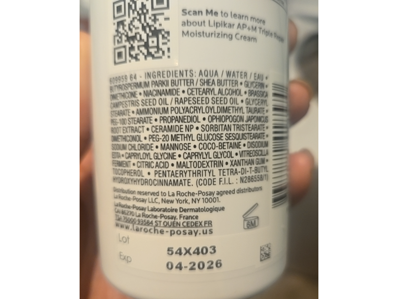 La Roche-Posay Lipikar AP+M Triple Repair Moisturizing Cream, 13.52 fl oz/ 400 mL