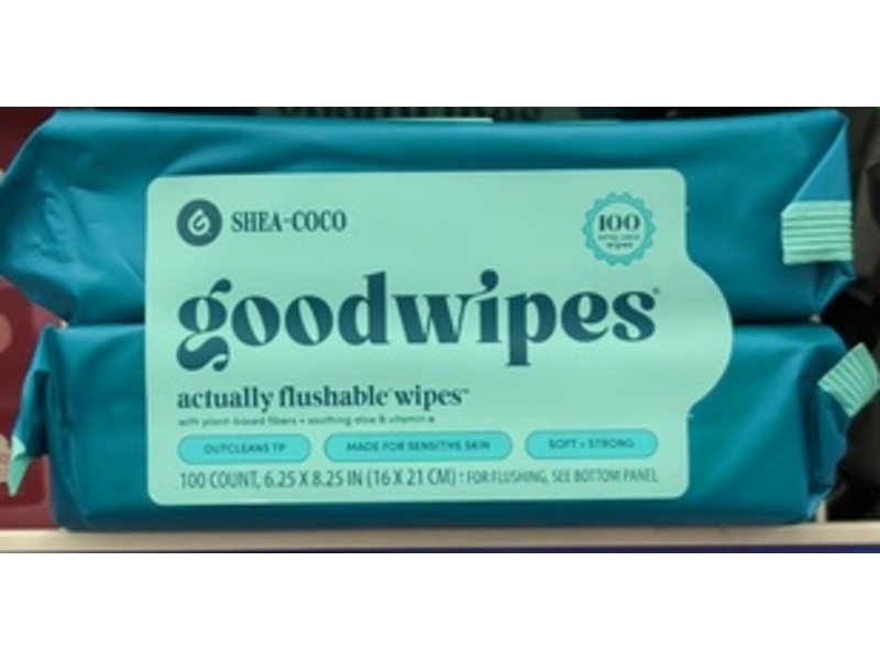 Goodwipes Flushable Wipes, Shea-Coco, 100 Count