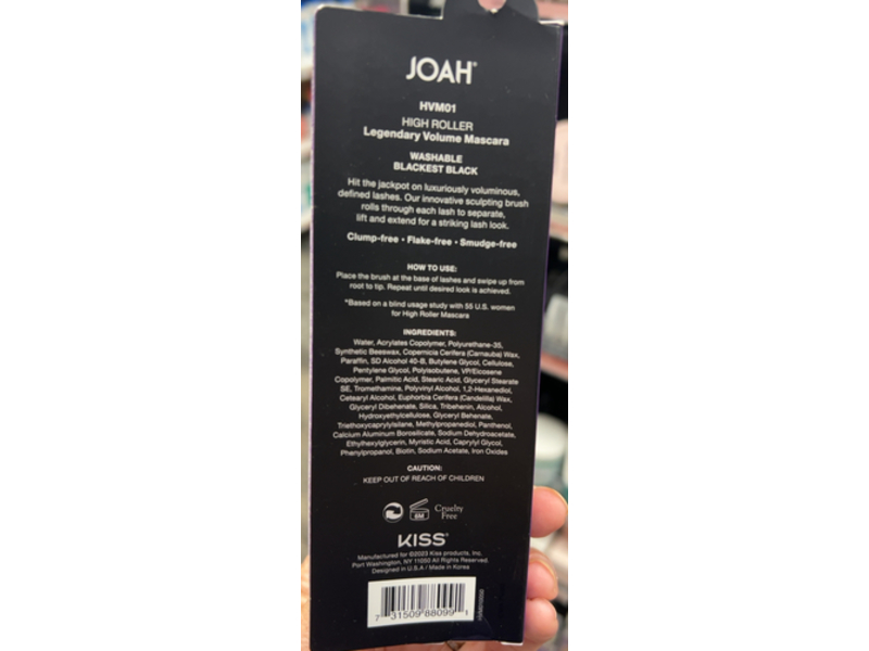 Joah Beauty High Roller Legendary Volume Mascara, Black, 0.28 oz/8 g