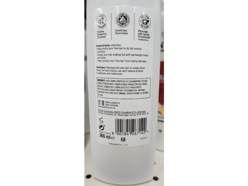 Pantene Pro-V Volume & Body Shampoo, 360 mL