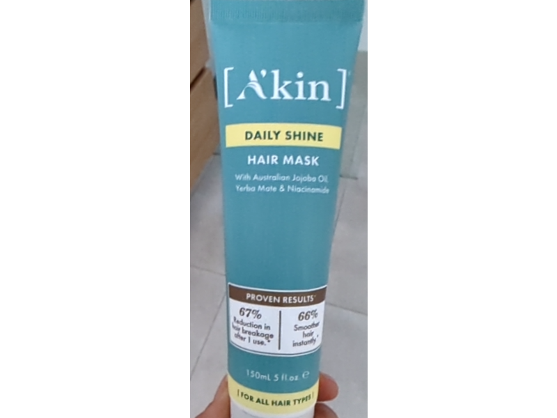 Akin Daily Shine Hair Mask, Australian Jojoba Oil+Yerba Mate & Niacinamide, 5 fl oz/150 mL