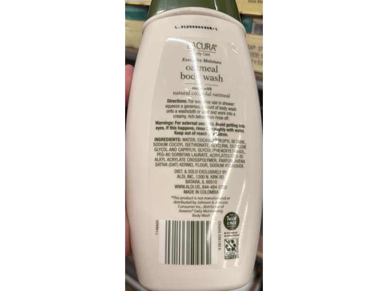Lacura Everyday Moisture Body Wash, Oatmeal, 18 fl oz/532 mL.