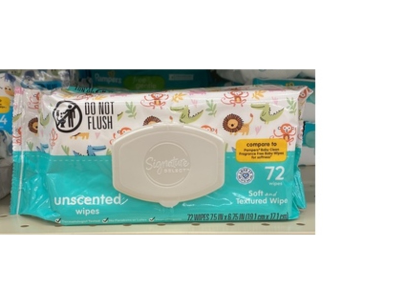 Signature Select Soft & Textured Wipes, 72 Count