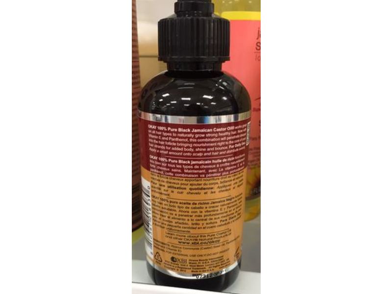Okay 100 % Pure Black Jamaican Castor Oil, Vitamin E, 4 oz/118 mL