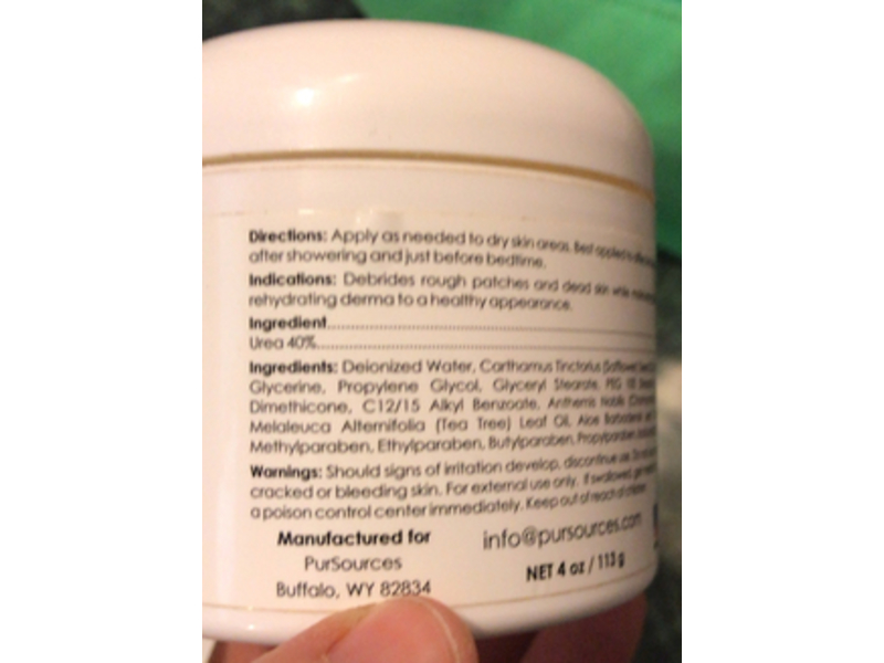 Pursources Urea 40% Cream, Tea Tree Oil, Aloe Vera, Chamomile, 4 oz/113 g