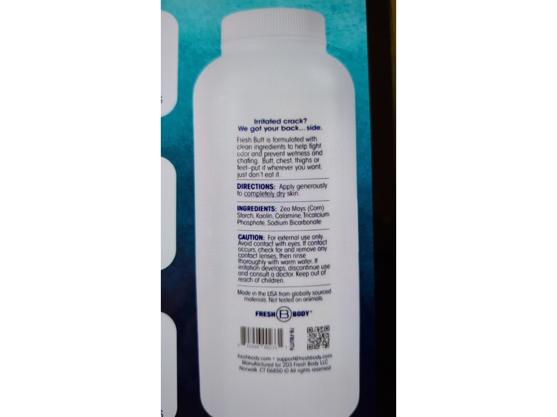 Fresh Body Butt Body Powder, 6 oz/170 g