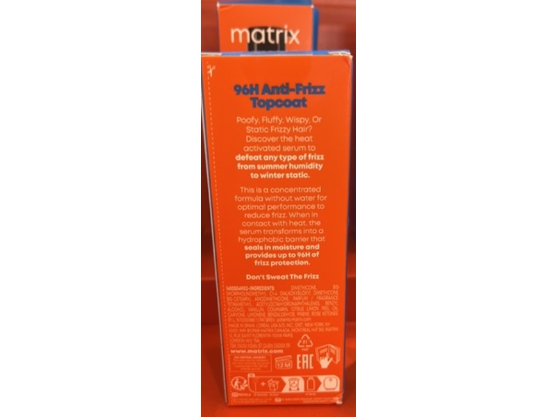 Matrix Mega Sleek 96H Anti-Frizz Topcoat Serum, 1.69 fl oz/50 mL
