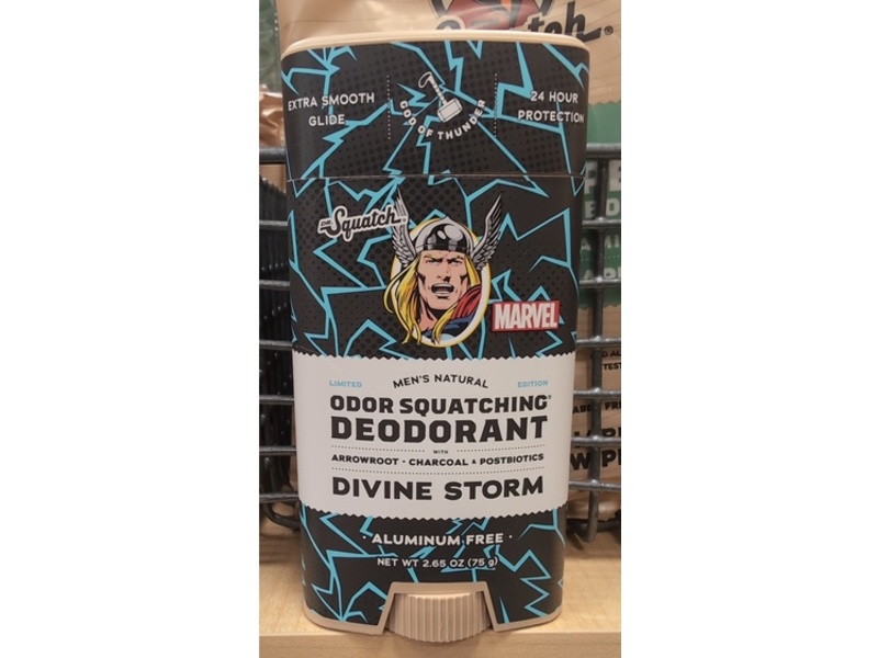 Dr. Squatch Odor Squatching Deodorant, Divine Storm, Arrowroot, Charcoal & Postbiotics, 2.65 oz/75 g