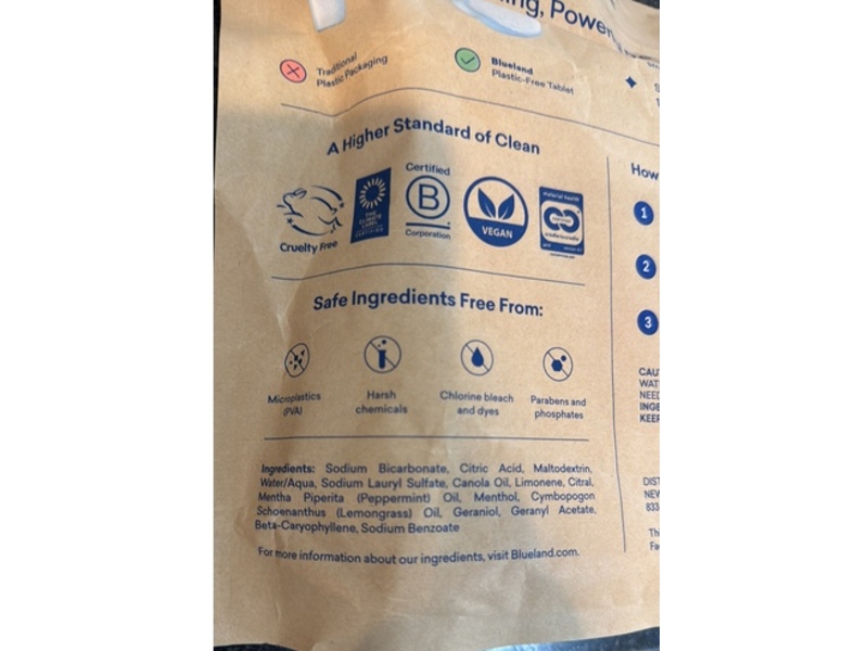 Blue Land Toilet Bowl Cleaner Tablets, Lemon Mint Scent, 25.4 oz/720 g, 30 Count