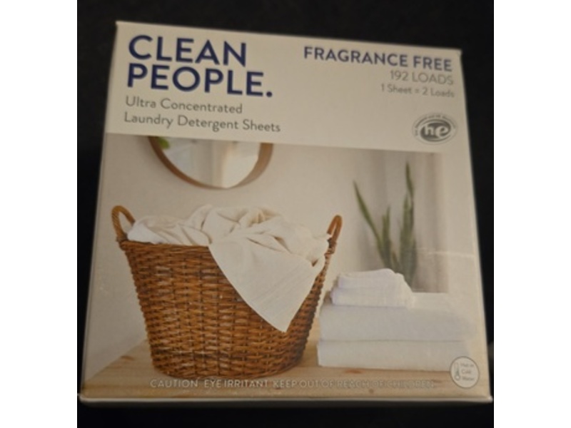 Clean People. Ultra Concentrated Laundry Detergent Sheets, Fragrance Free, 192 Loads