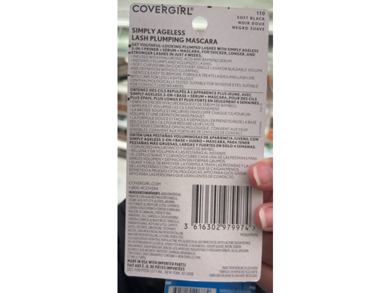 Covergirl Simply Ageless Lash Plumping Mascara, 110 Soft Black, 0.4 fl oz/12 mL