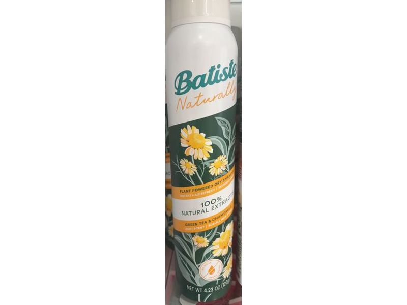 Batiste Naturally Plant Powered Dry Shampoo, Light Scent, Green Tea & Chamomile, 4.23 oz/120 g