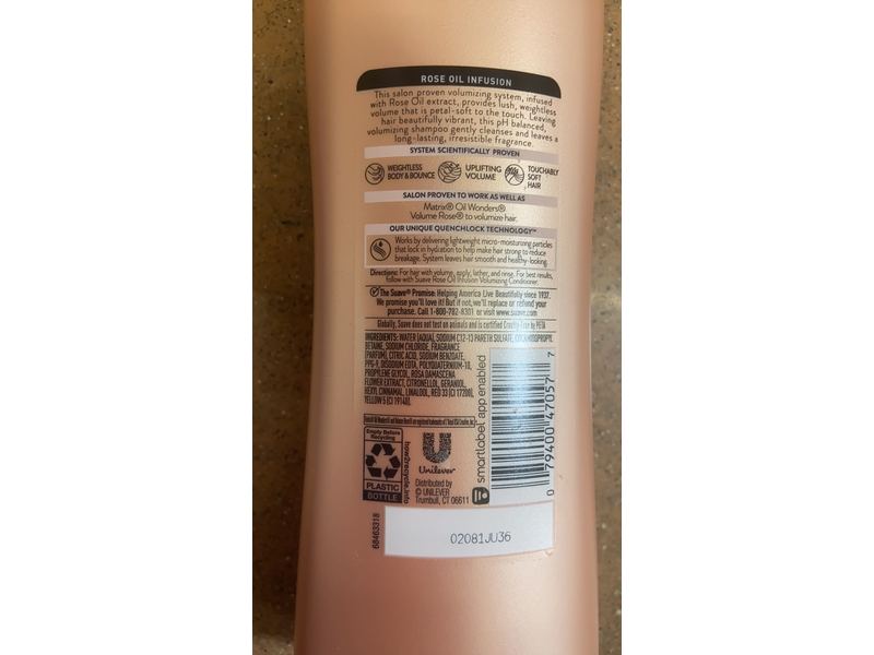 Suave Rose Oil Infusion Volumizing Shampoo, 15 fl oz/443 mL