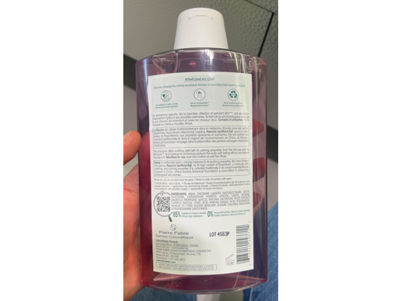 Klorane Soothing-Sensitive Scalp Shampoo, 13.5 fl oz/400 mL