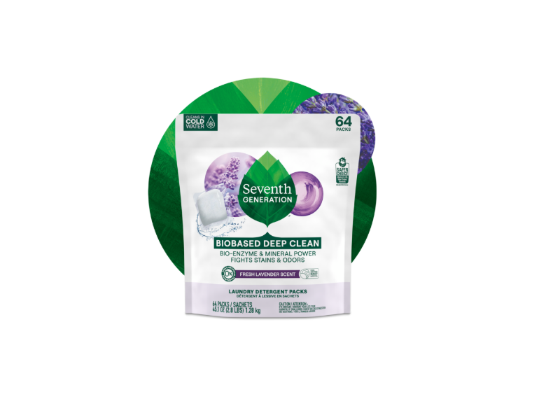 Seventh Generation Laundry Detergent Packs, Fresh Lavender Scent, 45.1 oz/ 1.28 kg, 64 Packs