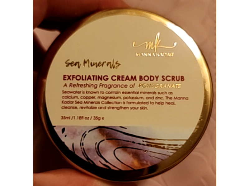Manna Kadar Sea Minerals Exfoliating Cream Body Scrub, Pomegranate, 1.18 fl oz/35 mL