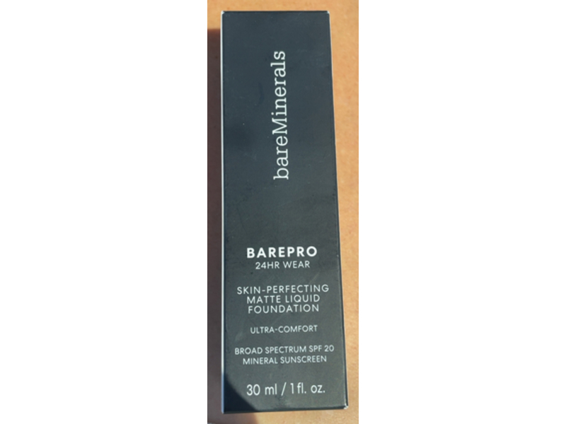 Bare Minerals Barepro 24HR Skin-Perfecting Matte Liquid Foundation Sunscreen, SPF 20, Medium 30 Neutral, 1 fl oz/30 mL