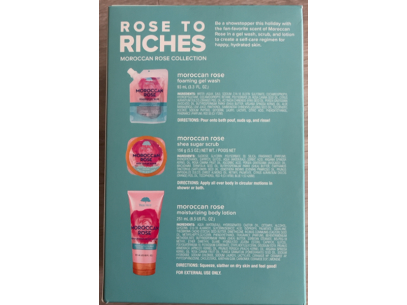 Tree Hut Foaming Gel Wash, Shea Sugar Scrub & Moisturizing Body Lotion Set, Rose To Riches