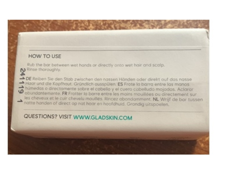 Gladskin Gentle Shampoo Bar, 3.88 oz/110 g