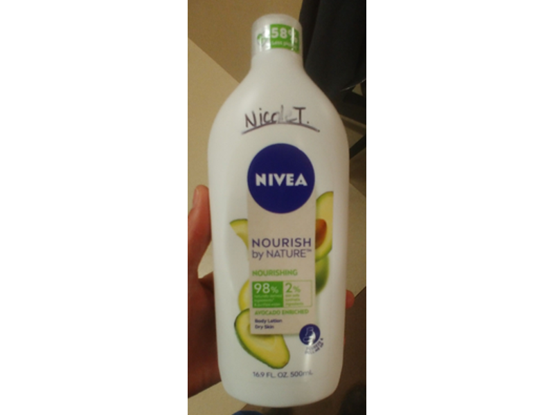 Nivea Nourish by Nature Body Lotion, Avocado Enriched, 16.9 fl oz/500 mL