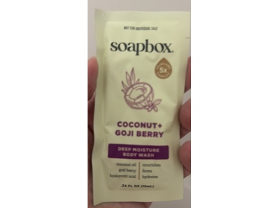 Soapbox Deep Moisture Body Wash, Coconut + Goji Berry, 0.34 fl oz/10 mL