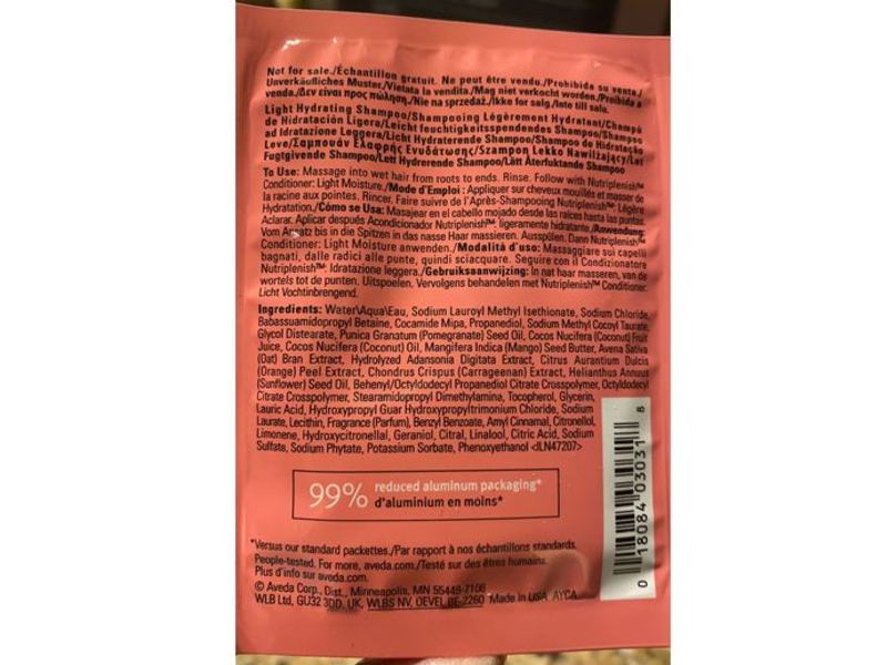 Aveda Nutri Plenish Shampoo, Light Moisture, 0.34 fl oz/10 ml