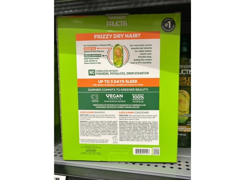 Garnier Fructis Sleek & Shine Frizz Control Shampoo & Conditioner Set, 33.8 fl oz/1L