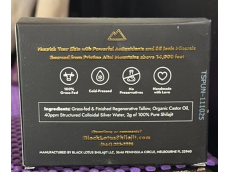 Black Lotus Shilajit Soap, Grass-Fed Tallow - Unscented, 4 oz