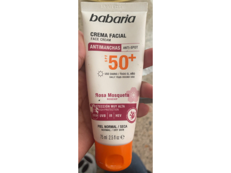 Babaria Facial Cream, Rosehip SPF 50+, 2.5 fl oz/75 mL