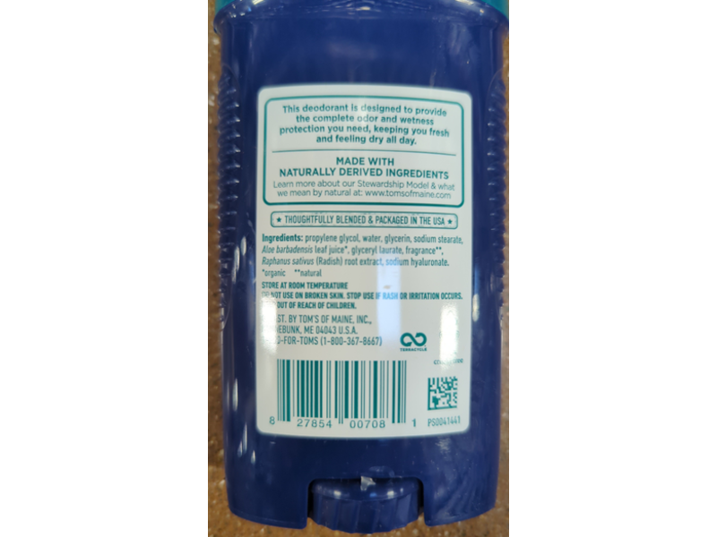 Tom's of Maine Complete Protection Deodorant Stick, Sandalwood & Vanilla Deodorant, 2.6 oz/74 g