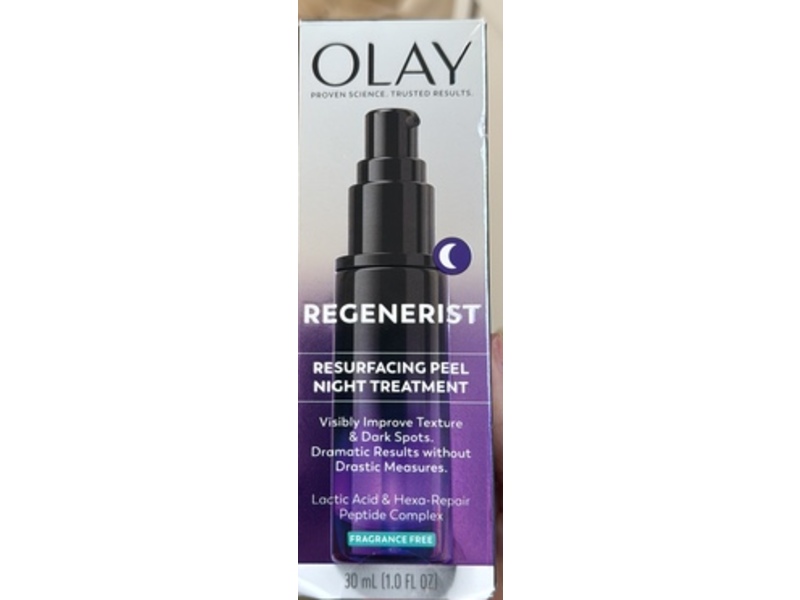 Olay Regenerist Resurfacing Peel Night Treatment, Lactic Acid & Hexa-Repair, 1.0 fl oz/30 mL