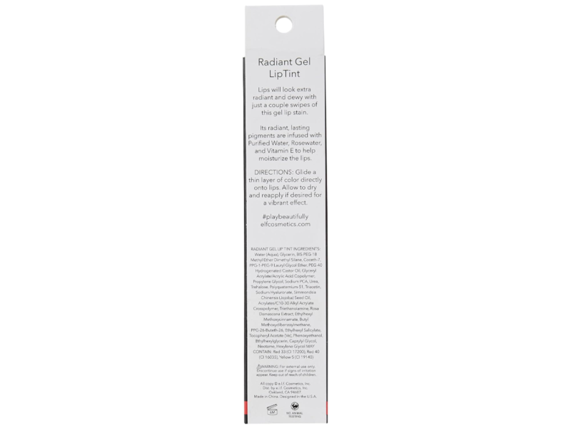 e.l.f. Cosmetics Aqua Beauty Radiant Gel Lip Tint, Red Orange Wash, 0.20 fl oz/6 mL