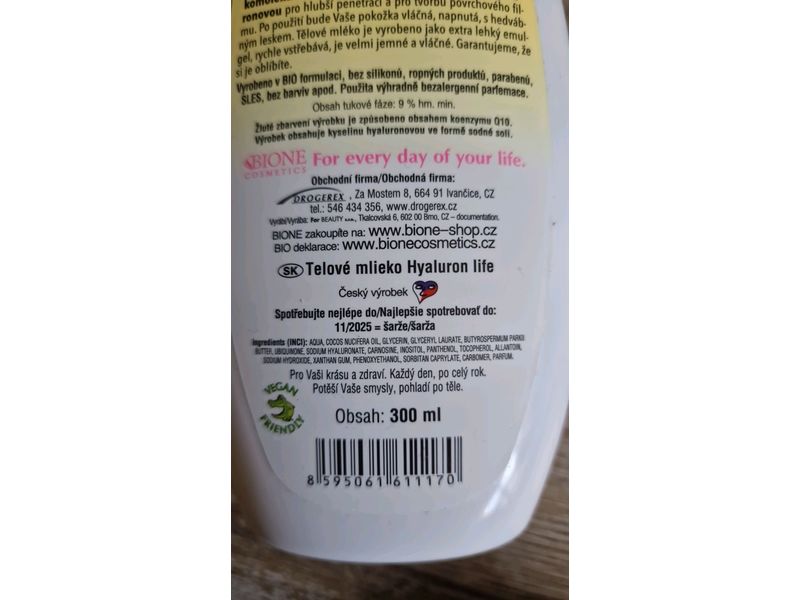 Bione Hyaluron Life Body Lotion, Hyaluronic Acid, 300 ml