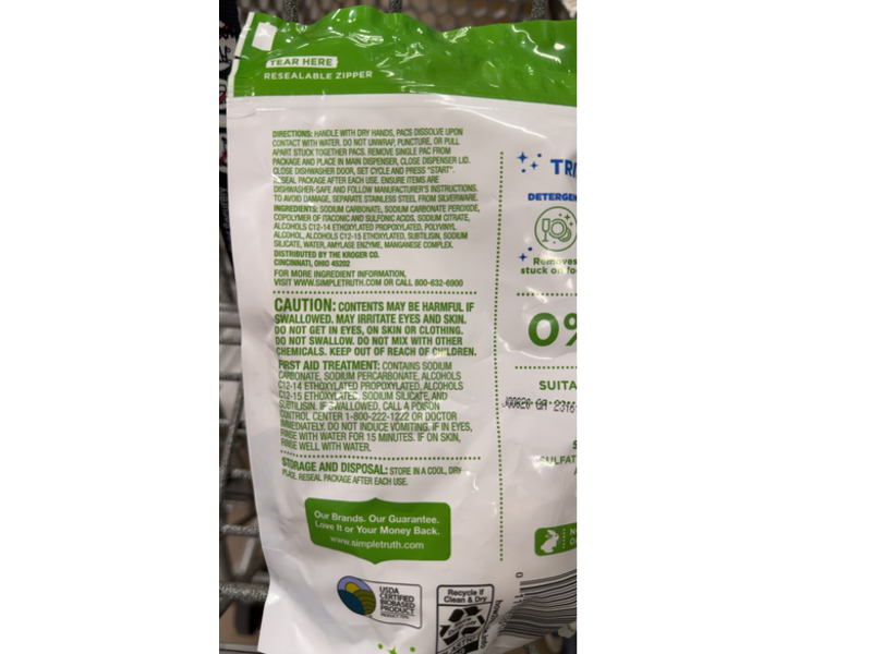 Simple Truth Triple Power Dish Pacs, Free & Clear, 8.89 oz/252 g