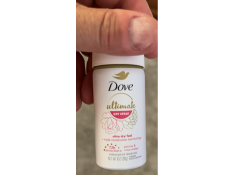 Dove Ultimate Dry Spray, Peony & Rose Water,1 oz/28 g