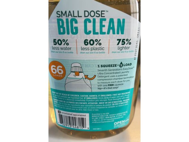 Seventh Generation Laundry Detergent, Ultra Concentrated EasyDose, Alpine Falls Scent, 66 Loads, 23.1 fl oz/683 mL