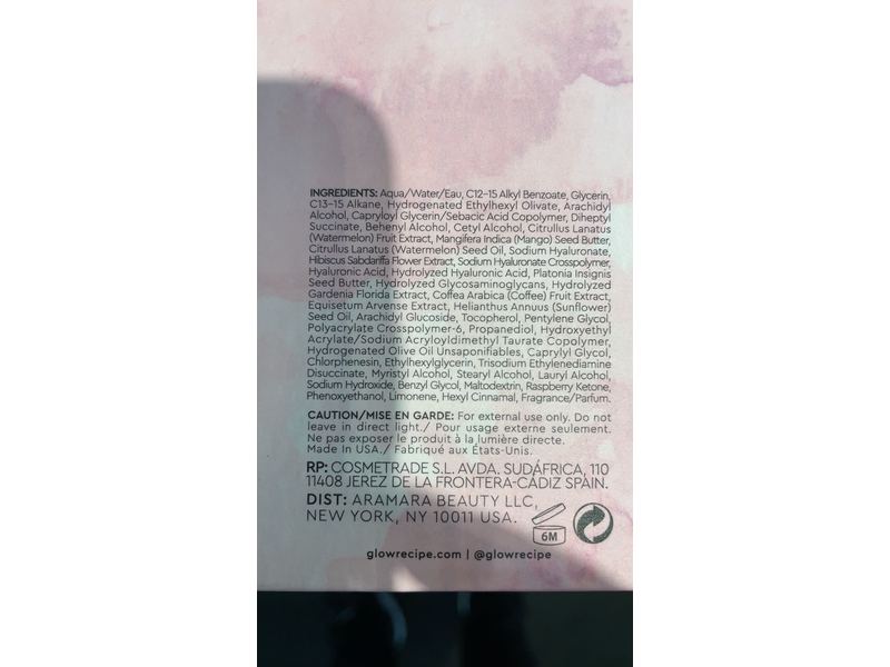 Glow Recipe Pink Dream Body Cream, Watermelon Glow, 8.4 oz/240 ml