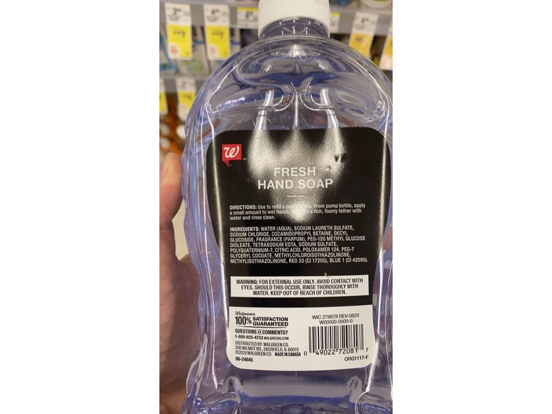 Walgreens Fresh Hand Soap, Refill, 56 fl oz/1.66 L, Pack Of 2